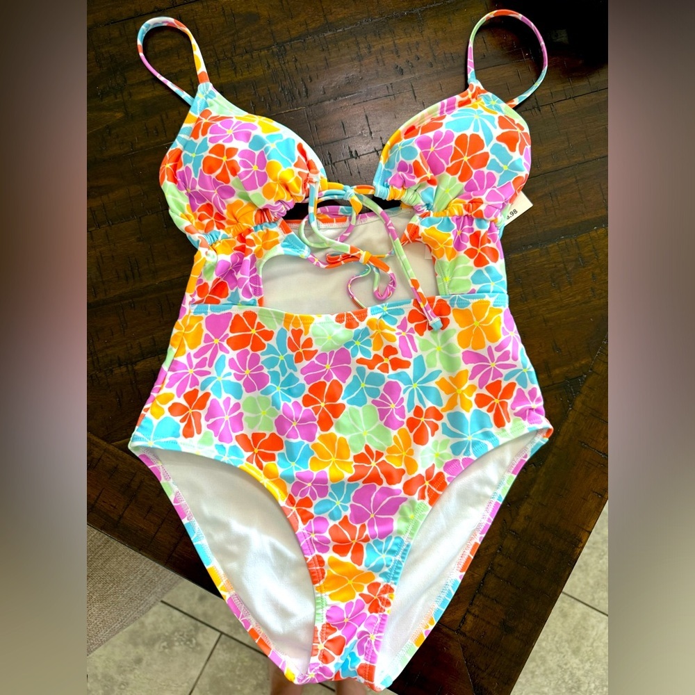 NWT- No boundaries bright floral one piece swimsuit - size small